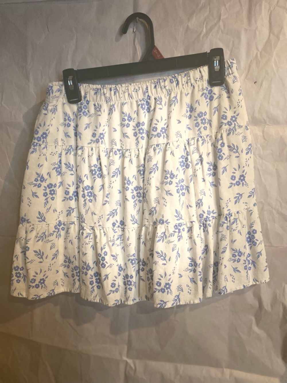 Sincerely Jules White Skirt with Blue Floral Print